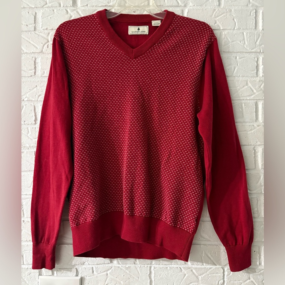Southern Pines Red Sweater w/ White Design Small